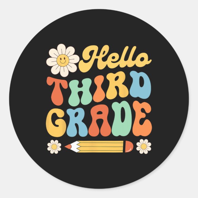 Hallo 3. Klasse zurück zum Lehrer Kinder Runder Aufkleber (Vorderseite)