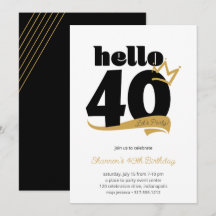 Hallo 40 Meilenstein Geburtstag Black Gold Crown