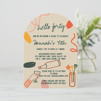 Hallo 40 Weinkellerei Mittagessen Geburtstag Einladung