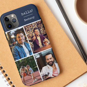 Hallo ! 4 Foto Collage Dark Blue Personalisiert Case-Mate iPhone Hülle