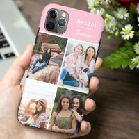 Hallo ! 4 FotoCollage Hübsch rosa Personalisiert