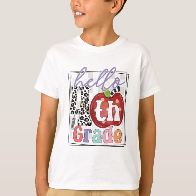Hallo 4. Klasse, Junge oder Mädchen T-Shirt (Vorderseite)