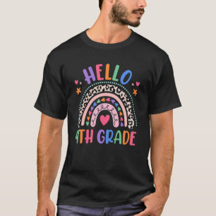 Hallo 4. Klasse Leopard Boho Regenbogen 1. Tag SC T-Shirt