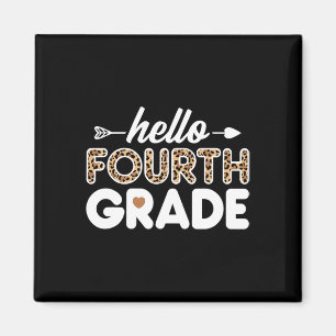 Hallo, 4. Klasse Leopard Print Vierter Klasse Lehr Magnet