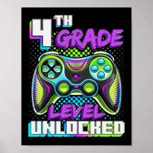 Hallo 4. Klasse Level freigeschaltetes Videospiel Poster