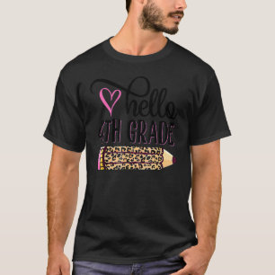 Hallo 4. Klasse rosa Leopardenstift zurück nach Sc T-Shirt