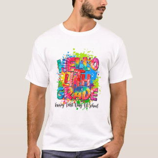 Hallo 4. Klasse Squad Gefärbte Krawatte Happy Firs T-Shirt