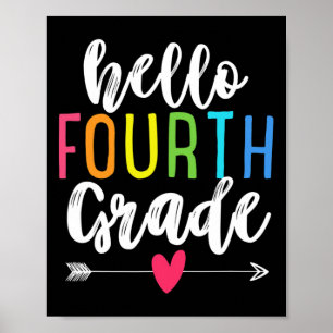 Hallo 4. vierte Klasse Byck to School Fun Kinder G Poster