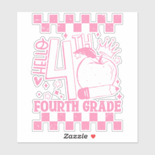 Hallo 4. vierte Klasse zurück zum Schullehrer Pink Aufkleber