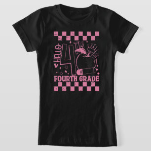 Hallo 4. vierte Klasse zurück zum Schullehrer Pink T-Shirt