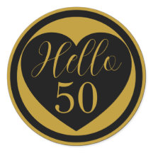 Hallo 50 50. Geburtstag Schwarz und Gold Herz