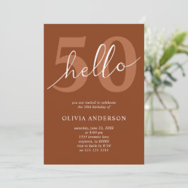 Hallo 50 Boho Chic Terracotta 50. Geburtstagsparty Einladung