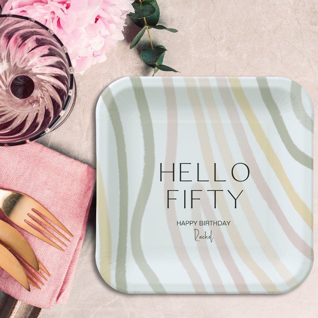 Hallo 50 einfache 50. Geburtstagspapierplatte Pappteller (Von Creator hochgeladen)