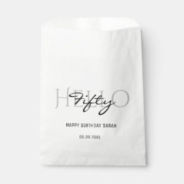 Hallo 50. Geburtstag Elegant Weiße Kalligraphie Geschenktütchen