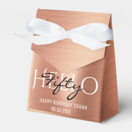 Hallo 50. Geburtstag Elegante Kalligraphie Rose Go Geschenkschachtel