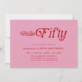 Hallo 50 Modern Retro 50. Geburtstag Einladung