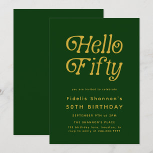 Hallo 50 Modern Retro 50. Geburtstag Einladung