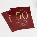 Hallo 50 Red Gold Budget 50. Geburtstag Einladung Flyer<br><div class="desc">Machen Sie Ihren 50. Geburtstag zu einem ganz besonderen Ereignis mit unserem Hallo 50 Red Gold Budget 50. Geburtstag Einladung Flyer. Dieses auffällige Design besticht durch kühnen Rot- und Goldakzent mit einem eleganten Script-Schriftart. Mit einem leicht anpassbaren Layout und einer Auswahl an Papiertypen können Sie eine Einladung kreieren, die Ihnen...</div>