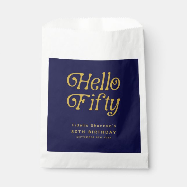 Hallo 50 Retro 50. Geburtstagsparty Geschenktütchen (Vorderseite)