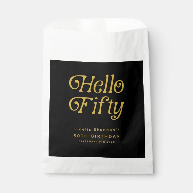 Hallo 50 Retro 50. Geburtstagsparty Geschenktütchen (Vorderseite)