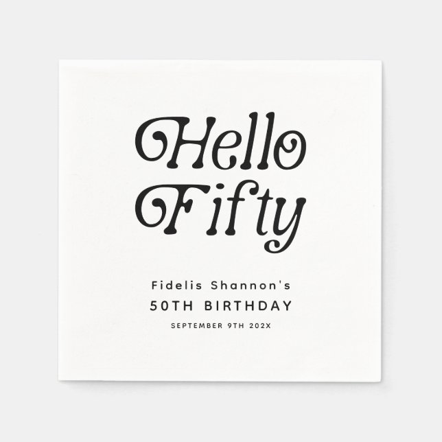 Hallo 50 Retro 50. Geburtstagsparty Serviette (Vorderseite)