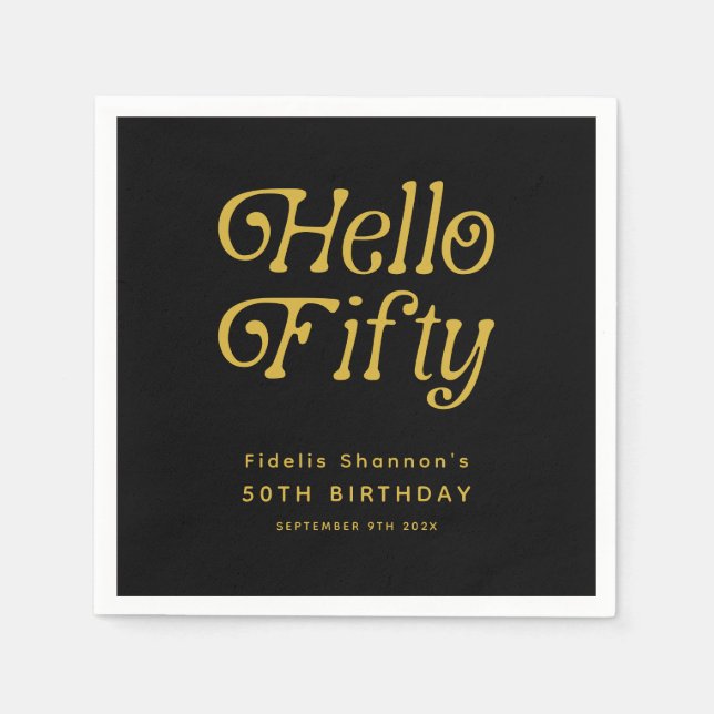 Hallo 50 Retro 50. Geburtstagsparty Serviette (Vorderseite)