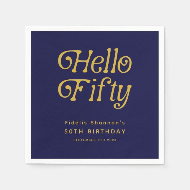 Hallo 50 Retro 50. Geburtstagsparty Serviette (Vorderseite)