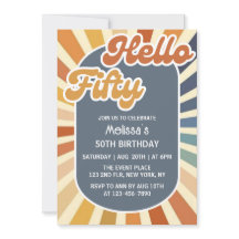 Hallo 50 Retro Sun Groovy Wave 50. Geburtstag