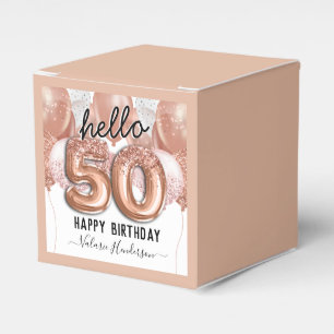 Hallo 50 Rosa Glitzer Geburtstagsballons Geschenkschachtel
