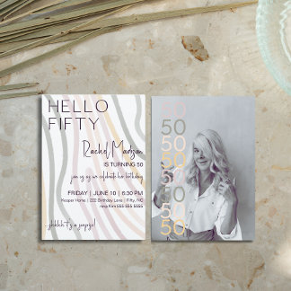 Hallo 50 Simple Soft Wave Geburtstag Einladung