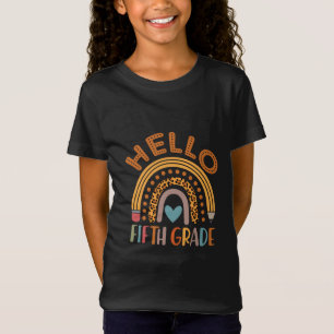 Hallo 5. Klasse Lehrer Leopard Rainbow T-Shirt
