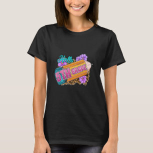 Hallo 5. Klasse Leopard Blume Stift Niedlich Teach T-Shirt