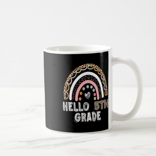 Hallo 5. Klasse Leopard Regenbogen Fünfte Klasse L Kaffeetasse (Rechts)