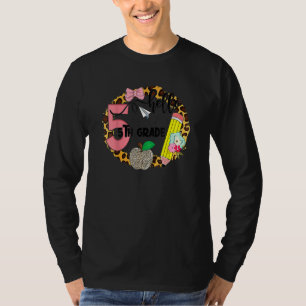 Hallo 5. Klasse Süßer Leopard Apfel Blume Bleistif T-Shirt