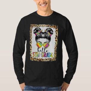 Hallo 5. Klasse Unordentlicher Dutt Mädchen Tie Dy T-Shirt