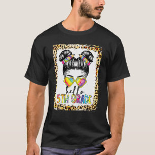 Hallo 5. Klasse Unordentlicher Dutt Mädchen Tie Dy T-Shirt