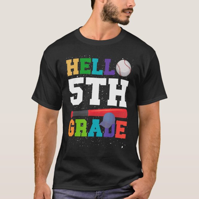 Hallo 5. Klasse zurück zur Schule Baseball 5. Grad T-Shirt (Vorderseite)
