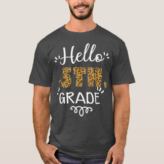 Hallo 5. Klasse Zurück zur Schule Leopard Herzunte T-Shirt