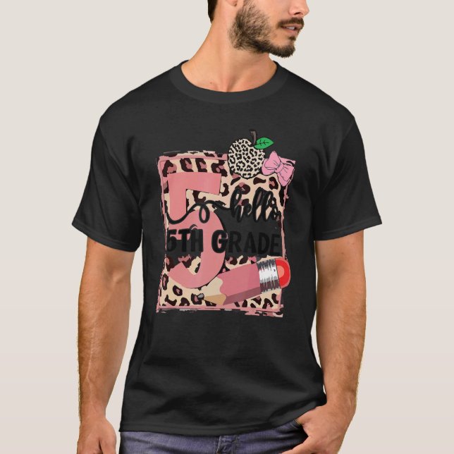 Hallo 5. Klasse zurück zur Schule Mädchen Pink Le T-Shirt (Vorderseite)