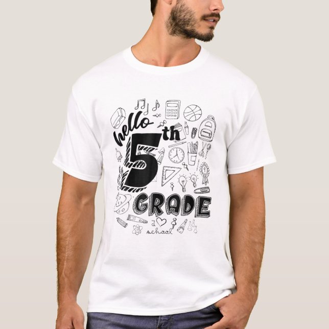 Hallo 5. Stufe Fünftes Lehrerstudium T-Shirt (Vorderseite)