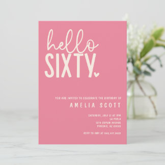 Hallo 60. Geburtstag Modern Peach Minimal Einladung