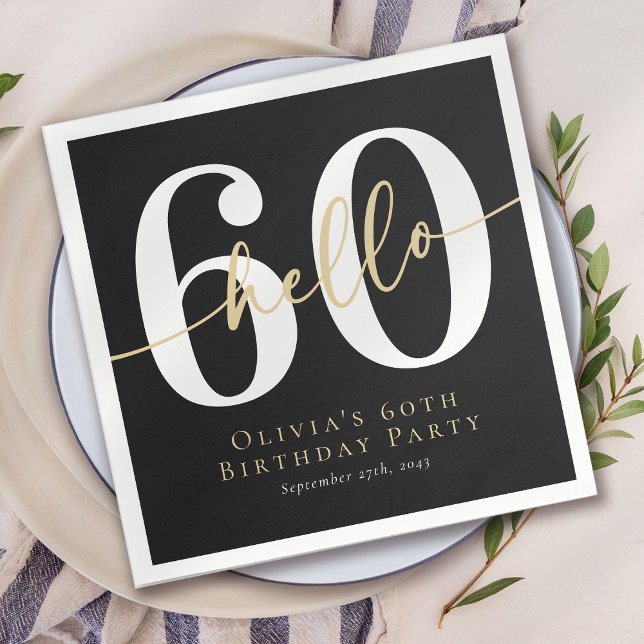 Hallo 60 Sechzigste Geburtstagsparty Serviette (Von Creator hochgeladen)