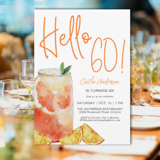 Hallo 60 Spaß Orange Geburtstag Einladung