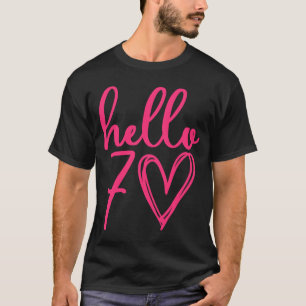Hallo 70. Geburtstag Big Pink Herz T-Shirt