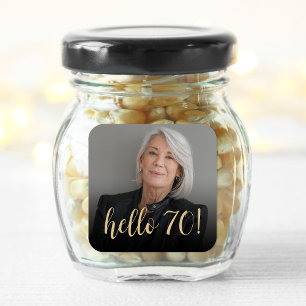 Hallo 70 Geburtstagsparty Foto Cheers Quadratischer Aufkleber