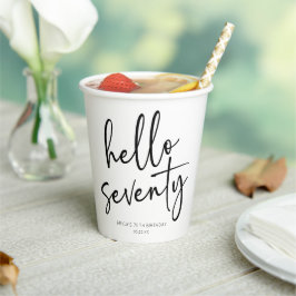 Hallo 70 Minimalistische 70. Geburtstagsparty Pappbecher