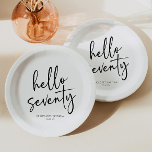 Hallo 70 Minimalistische 70. Geburtstagsparty Pappteller<br><div class="desc">Dies sind Hallo 70 Minimal Minimalistischen Schwarz-weißen 70. Geburtstag Party Paper Teller!</div>