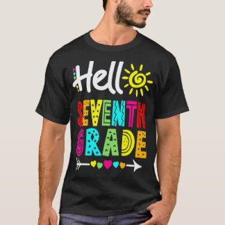 Hallo 7. Siebte Klasse Spaß Zurück zur Schule Lehr T-Shirt