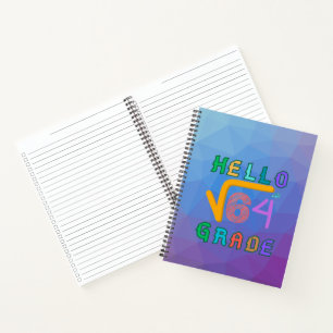 Hallo 8. Grade Funny Square Wurzel von 64 Math T-S Notizbuch