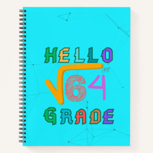 Hallo 8. Grade Funny Square Wurzel von 64 Math T-S Notizbuch